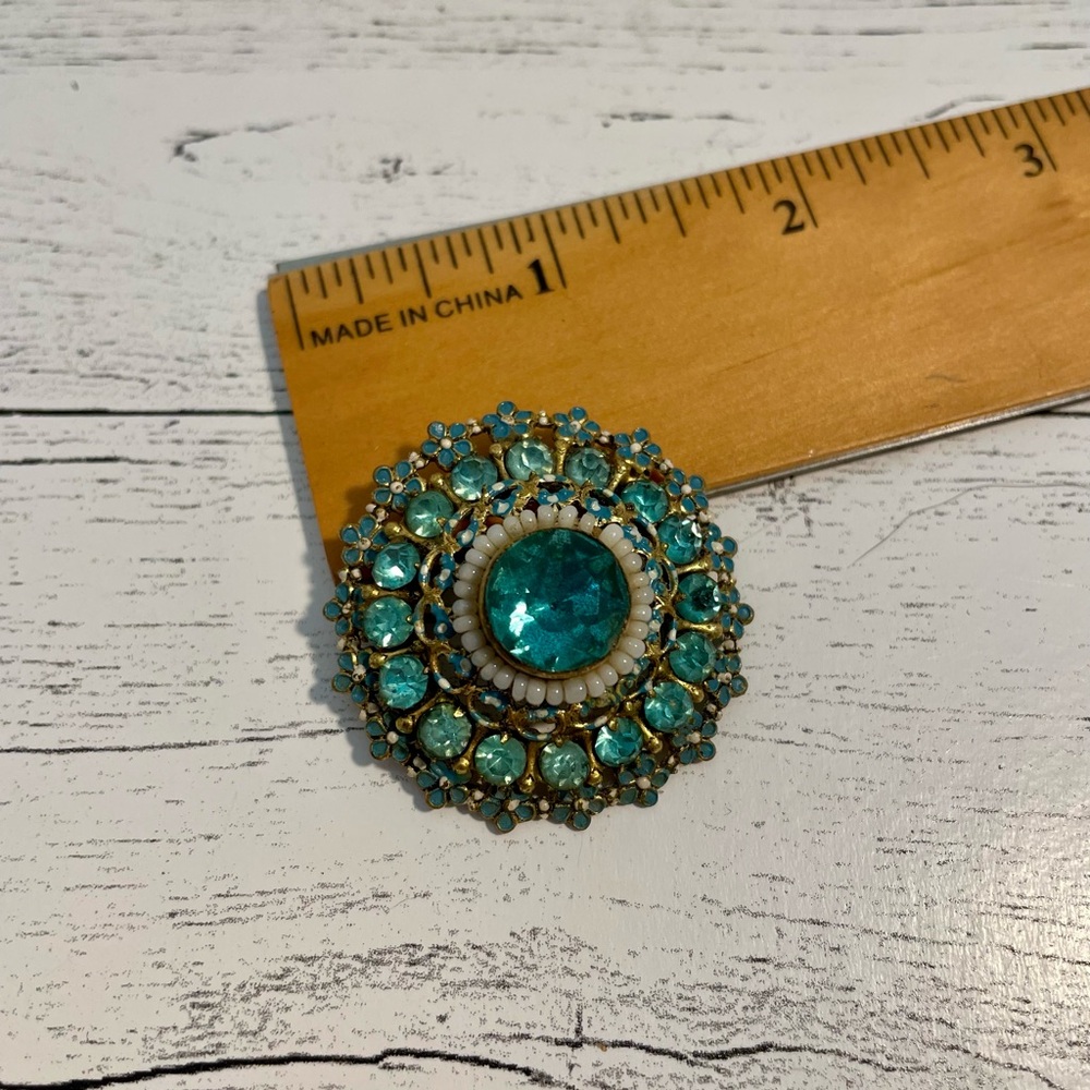 Vintage Antique 1920s/1930s Turquoise color Brooch - Picture 3 of 8